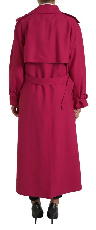 Dolce & Gabbana Women's Dark Pink Double Breasted Trench Coat Jacket