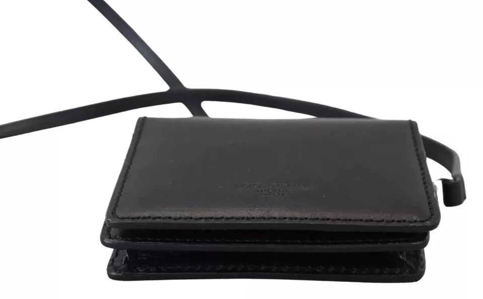 Wallet by Dolce & Gabbana for women in leather & metal black & silver presents a refined silhouette, artfully capturing the essence of the Leather Metal Wallet design with sophisticated compact-design bifold for a refined look.