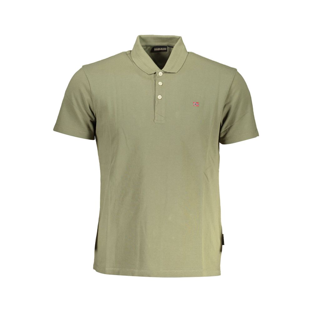 Polo Shirt by Napapijri for men in cotton green presents a crisp silhouette, artfully detailed with a crisp and crisp .