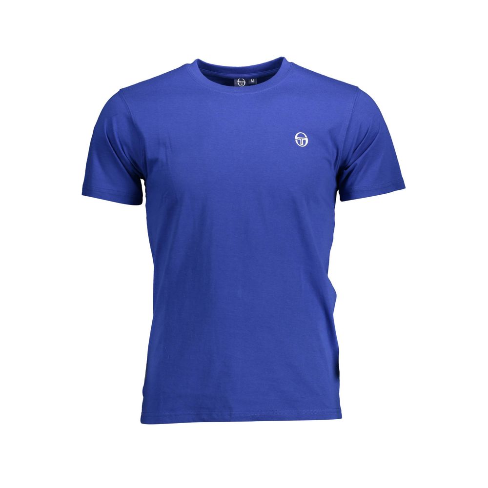 T-Shirt by Sergio Tacchini for men in cotton blue features a plush silhouette, showcasing a sophisticated crew neckline and short-sleeve for a truly plush finish.