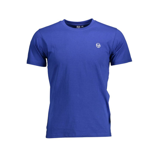 T-Shirt by Sergio Tacchini for men in cotton blue features a plush silhouette, showcasing a sophisticated crew neckline and short-sleeve for a truly plush finish.