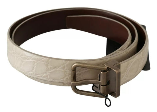 Dolce & Gabbana Caiman Leather Belt - Beige Gold