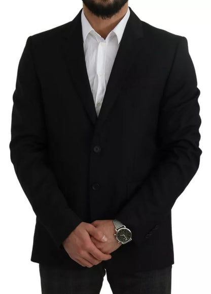 Dolce & Gabbana Men's Single Breasted Acetate Polyester Viscose & Wool Blazer - Black