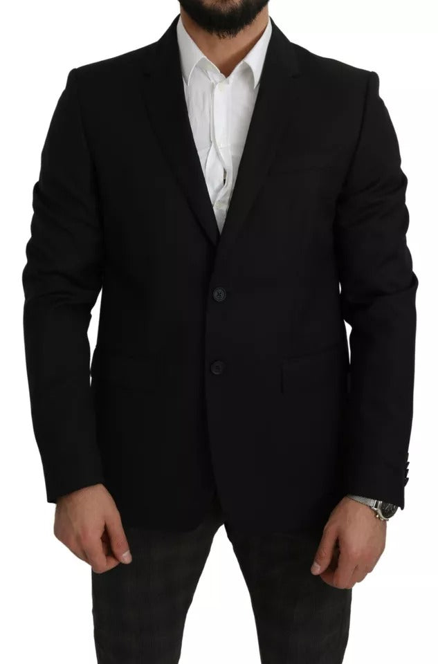 Dolce & Gabbana Men's Single Breasted Acetate Polyester Viscose & Wool Blazer - Black