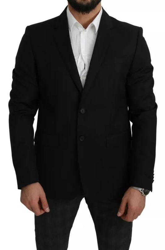 Dolce & Gabbana Men's Single Breasted Acetate Polyester Viscose & Wool Blazer - Black