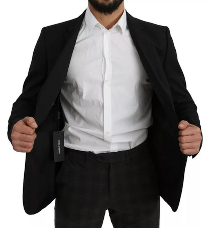 Dolce & Gabbana Men's Single Breasted Acetate Polyester Viscose & Wool Blazer - Black