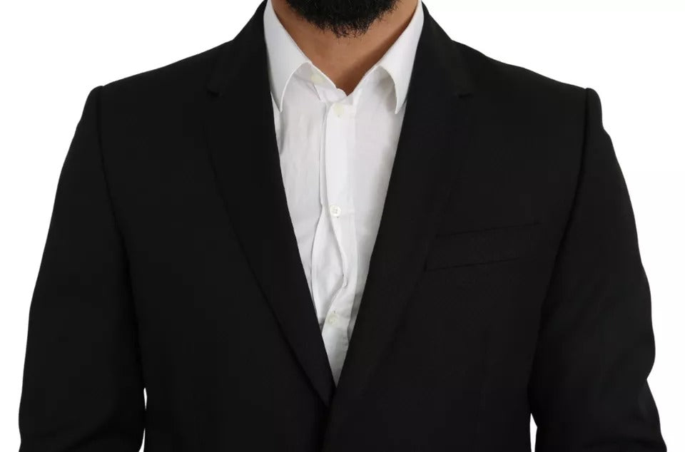 Dolce & Gabbana Men's Single Breasted Acetate Polyester Viscose & Wool Blazer - Black