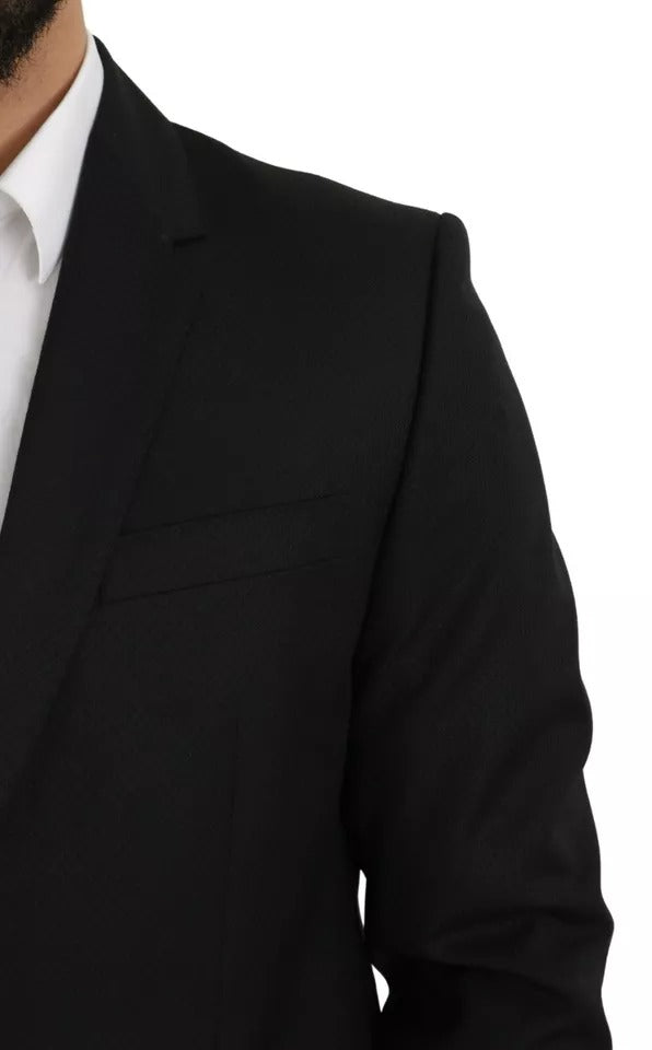 Dolce & Gabbana Men's Single Breasted Acetate Polyester Viscose & Wool Blazer - Black