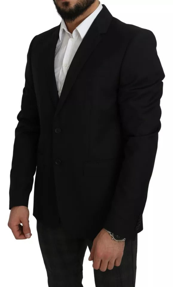 Dolce & Gabbana Men's Single Breasted Acetate Polyester Viscose & Wool Blazer - Black