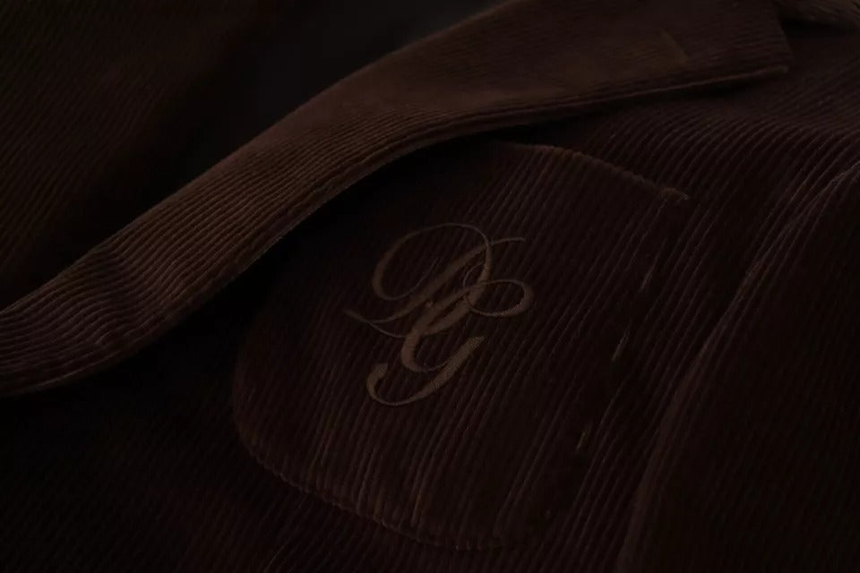 Dolce & Gabbana Men's Single Breasted Corduroy Cotton & Silk Blazer - Brown