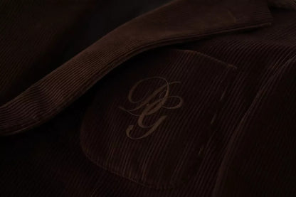 Dolce & Gabbana Men's Single Breasted Corduroy Cotton & Silk Blazer - Brown