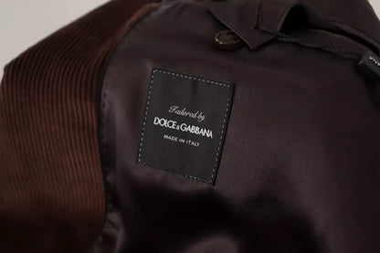 Brown Corduroy Slim Fit Coat DG Logo Blazer