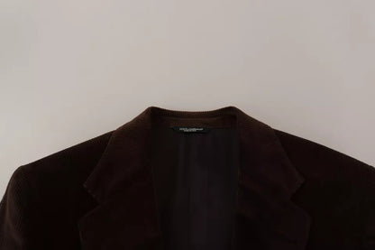 Brown Corduroy Slim Fit Coat DG Logo Blazer