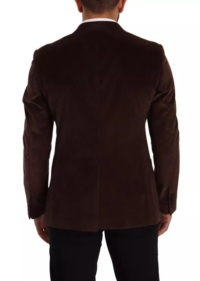 Dolce & Gabbana Men's Single Breasted Corduroy Cotton & Silk Blazer - Brown