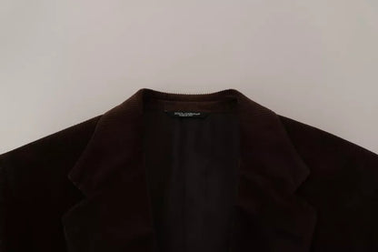 Brown Corduroy Slim Fit Coat DG Logo Blazer