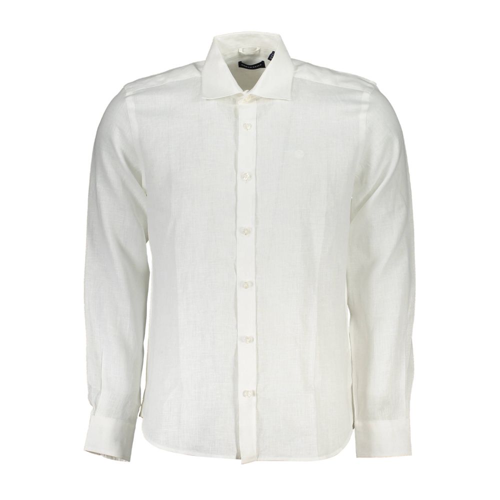 Shirt by North Sails for men in linen white features an architectural silhouette with a refined and elegant for a architectural look.