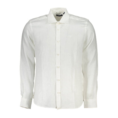 Shirt by North Sails for men in linen white features an architectural silhouette with a refined and elegant for a architectural look.