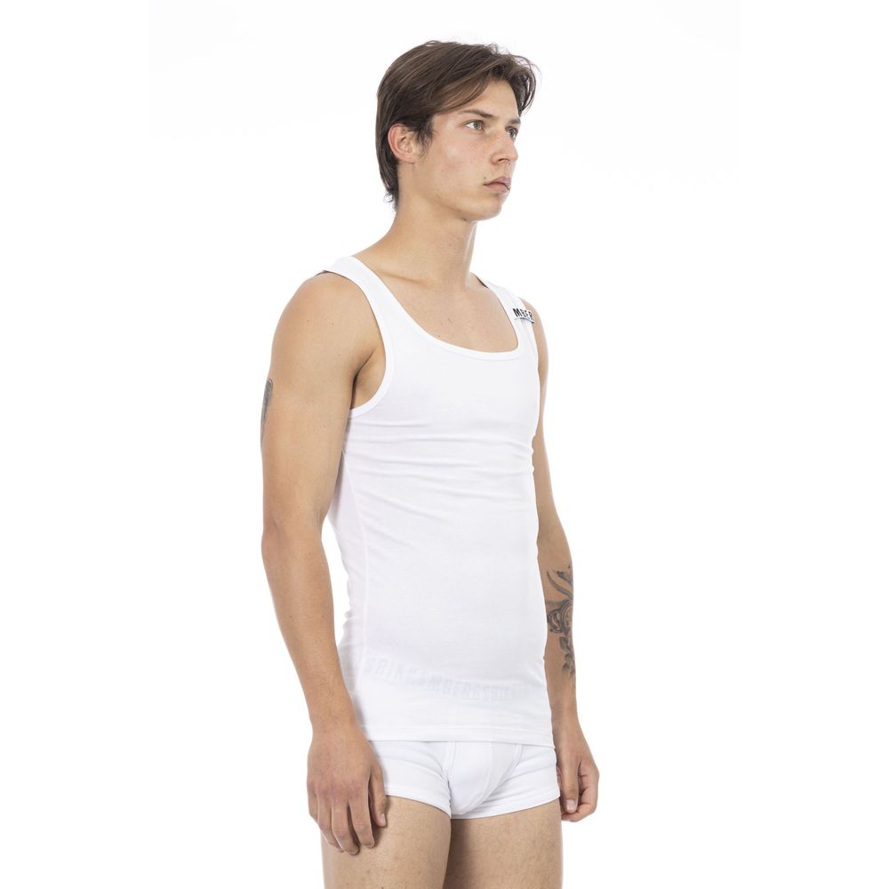 Bikkembergs Men's White Cotton Sleeveless T-Shirt