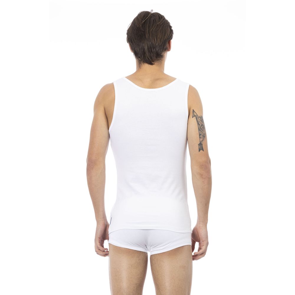 Bikkembergs Men's White Cotton Sleeveless T-Shirt