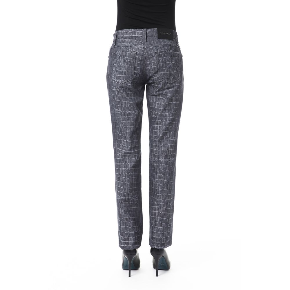 Black Byblos Women's Croc Prints Viscose Pants