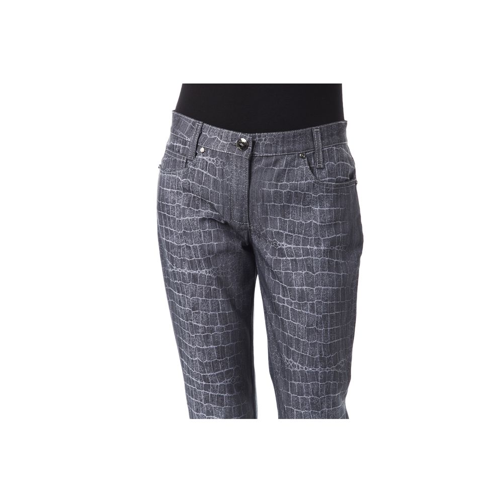 Black Byblos Women's Croc Prints Viscose Pants