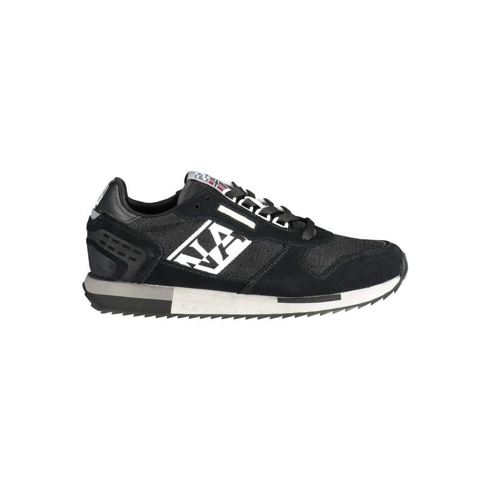 Athletic Sneakers by Napapijri for men in polyester polyethylene leather black showcases a architectural silhouette, artfully capturing the essence of the Men's Low Top Polyester Polyethylene Leather Athletic Sneakers with its signature architectural low-top style construction.