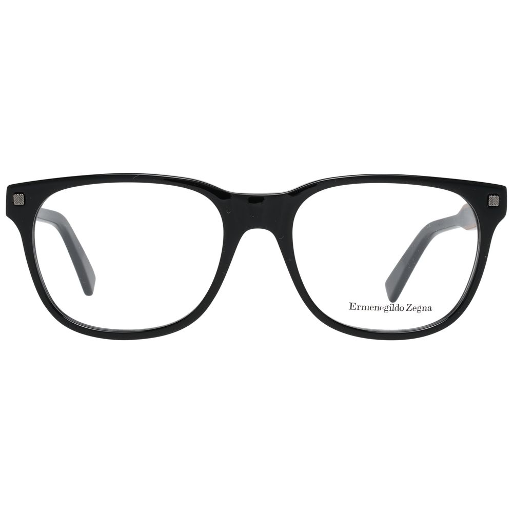 Eyeglasses Frames by Ermenegildo Zegna for men in plastic black features an refined silhouette, showcasing the refined black coloured frame and sophisticated full-frame frame design.