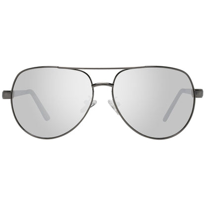 Sunglasses by Guess for men in gray features an ethereal aviator full-rim frame design with gunmetal coloured frame frames and mirrored category-3-dark-tint lens for a ethereal finish.