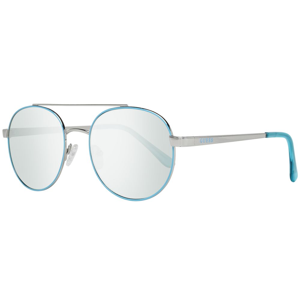 Sunglasses by Guess for women in metal turquoise features an ethereal aviator full-rim frame design with turquoise coloured frame frames and mirrored category-1-light-tint lens for a ethereal finish.
