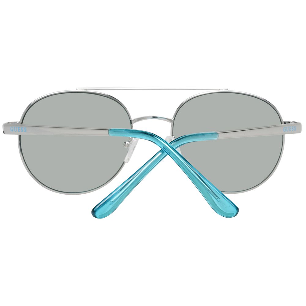 Sunglasses by Guess for women in turquoise features an lustrous aviator full-rim frame design with turquoise coloured frame detailing and mirrored category-1-light-tint lens for a lustrous aesthetic.
