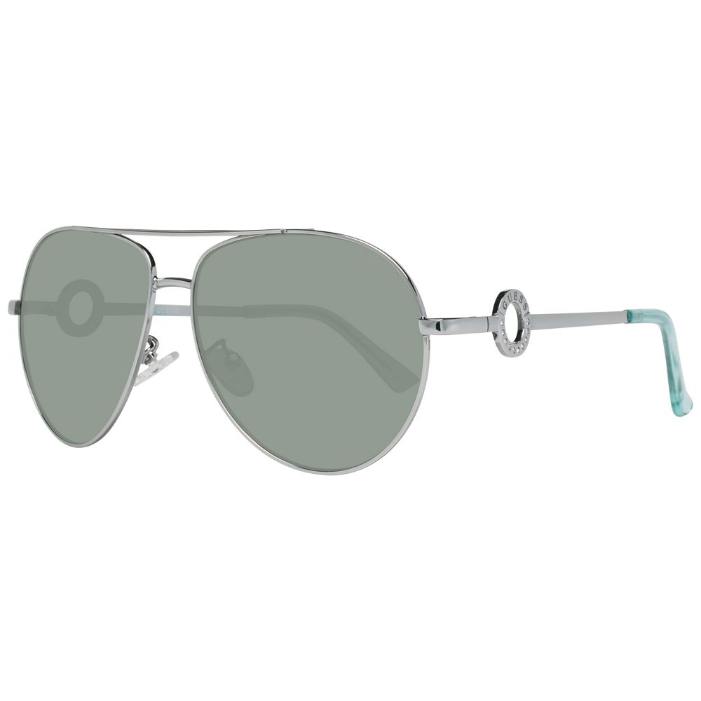 Sunglasses by Guess for women in silver features an ethereal aviator full-rim frame design with silver coloured frame frames and non-polarized category-2-medium-tint lens for a ethereal finish.