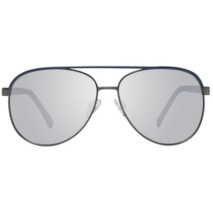 This Sunglasses by Guess for men in gray presents a sumptuous silhouette, showcasing a sumptuous aviator full-rim frame design in gunmetal coloured frame and high-performance mirrored category-3-dark-tint lens.