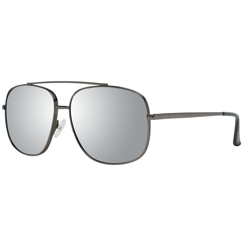 Sunglasses by Guess for men in metal gray features an lustrous aviator full-rim frame design with gunmetal coloured frame detailing and mirrored category-3-dark-tint lens for a lustrous aesthetic.