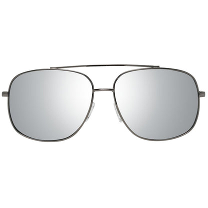 Sunglasses by Guess for men in metal gray features an ethereal aviator full-rim frame design with gunmetal coloured frame frames and mirrored category-3-dark-tint lens for a ethereal finish.