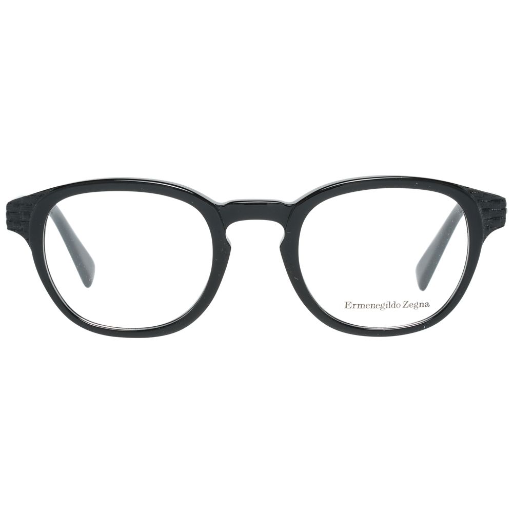 Eyeglasses Frames by Ermenegildo Zegna for men in black features an refined silhouette, showcasing a sophisticated black coloured frame and refined full-frame frame design for a refined look.