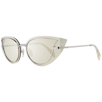 Sunglasses by Police for women in gold features an ethereal cat-eye frame design with gold coloured frame frames and mirrored category-3-dark-tint lens for a ethereal finish.