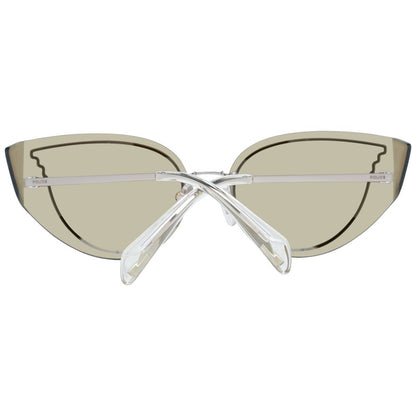 Sunglasses by Police for women in gold features an lustrous cat-eye frame design with gold coloured frame detailing and mirrored category-3-dark-tint lens for a lustrous aesthetic.