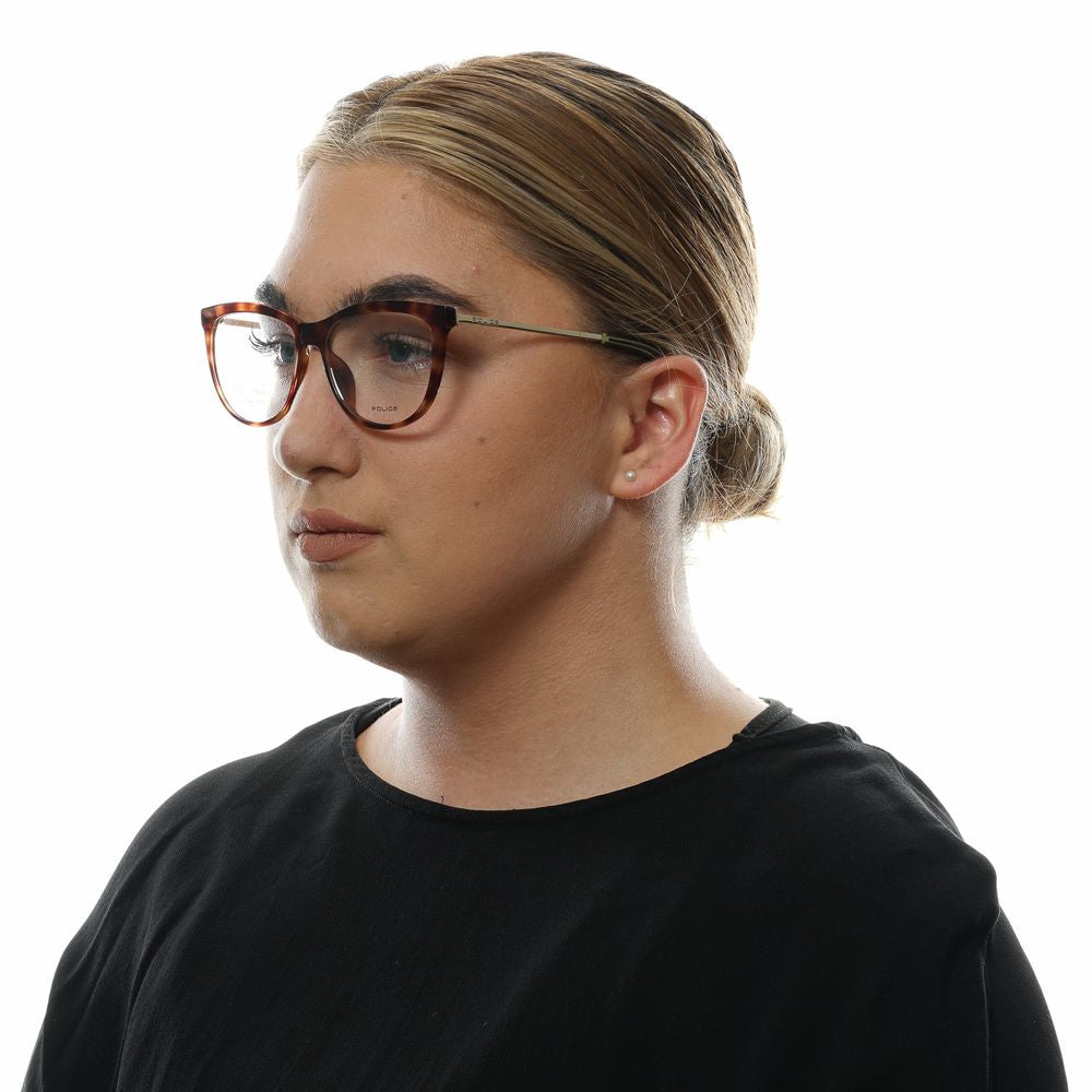 Eyeglasses Frames by Police for women in and brown showcases an refined full-frame frame design featuring a sophisticated brown coloured frame for an refined and refined aesthetic.