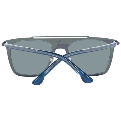 Police Rectangle Mirrored Dark-Tint Metal Sunglasses - Blue