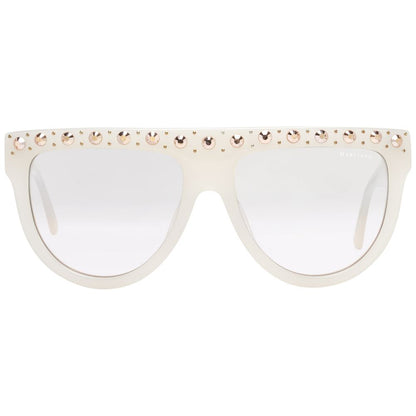 Sunglasses by Marciano by Guess for women in plastic white features an lustrous full-rim round frame design with white coloured frame detailing and gradient category-2-medium-tint lens for a lustrous aesthetic.