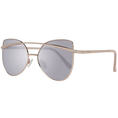 Sunglasses by Guess for women in rose-gold showcases a ethereal silhouette, featuring rose-gold coloured frame butterfly full-rim frame design with mirrored category-2-medium-tint lens for a ethereal finish.
