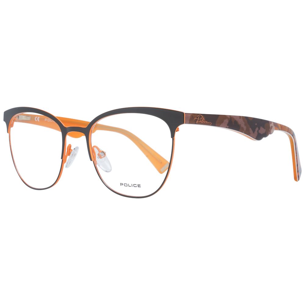 Eyeglasses Frames by Police for women in plastic brown features an refined silhouette, showcasing a sophisticated brown coloured frame and refined full-frame frame design for a refined look.
