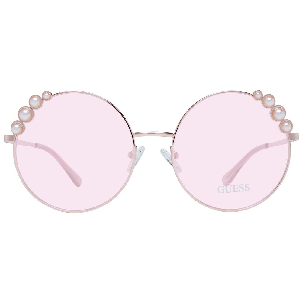 Sunglasses by Guess for women in rose-gold showcases a ethereal silhouette, featuring rose-gold coloured frame full-rim round frame design with non-polarized category-1-light-tint lens for a ethereal finish.