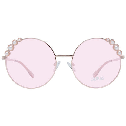 Sunglasses by Guess for women in rose-gold showcases a ethereal silhouette, featuring rose-gold coloured frame full-rim round frame design with non-polarized category-1-light-tint lens for a ethereal finish.