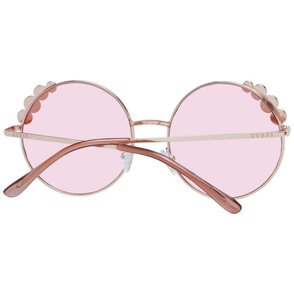 This Sunglasses by Guess for women in rose-gold presents a sumptuous silhouette, showcasing a sumptuous full-rim round frame design in rose-gold coloured frame and high-performance non-polarized category-1-light-tint lens.