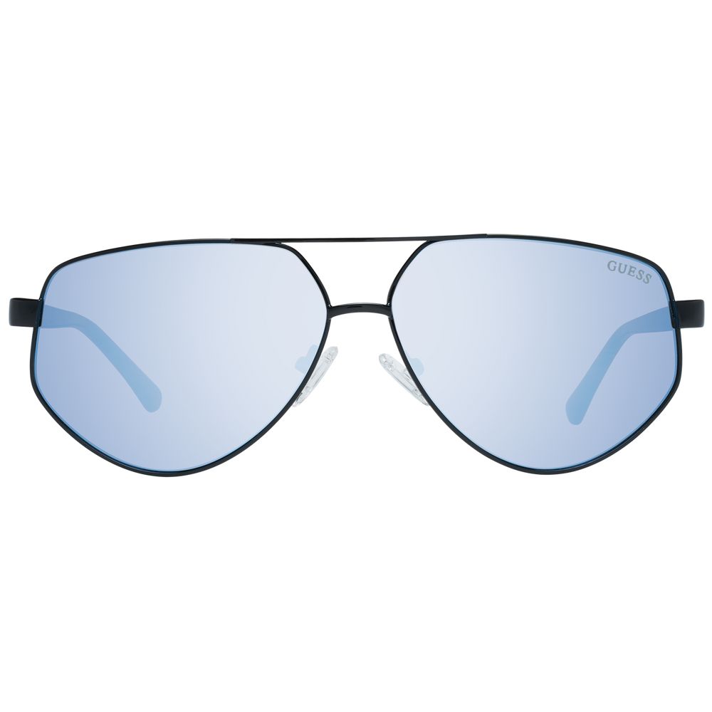 Sunglasses by Guess for women in black features an lustrous aviator full-rim frame design with black coloured frame detailing and mirrored category-3-dark-tint lens for a lustrous aesthetic.