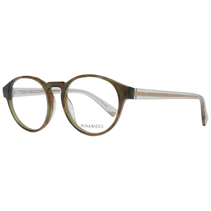 Eyeglasses Frames by Nina Ricci for women in plastic green showcases a reflective silhouette, artfully incorporating a sophisticated green coloured frame with a distinct full-frame frame design.