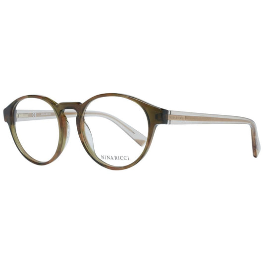 Eyeglasses Frames by Nina Ricci for women in plastic green showcases a reflective silhouette, artfully incorporating a sophisticated green coloured frame with a distinct full-frame frame design.