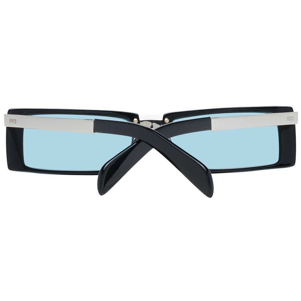 Sunglasses by Emilio Pucci for women in plastic black features an lustrous rectangle full-rim frame design with black coloured frame detailing and non-polarized category-1-light-tint lens for a lustrous aesthetic.