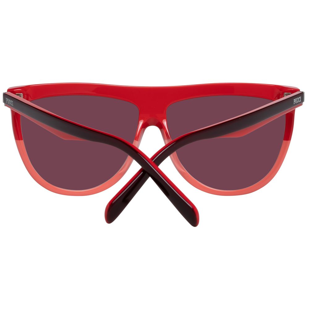 Sunglasses by Emilio Pucci for women in burgundy showcases a ethereal silhouette, featuring burgundy coloured frame full-rim oval frame design with gradient category-2-medium-tint lens for a ethereal finish.